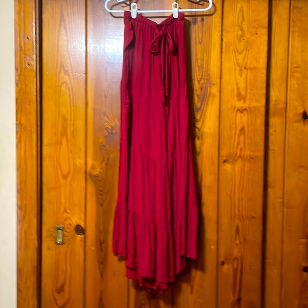EASEL Multiple Ruffled Tiered Pants Ultra Wide Leg And Drawstring Tie Waistband